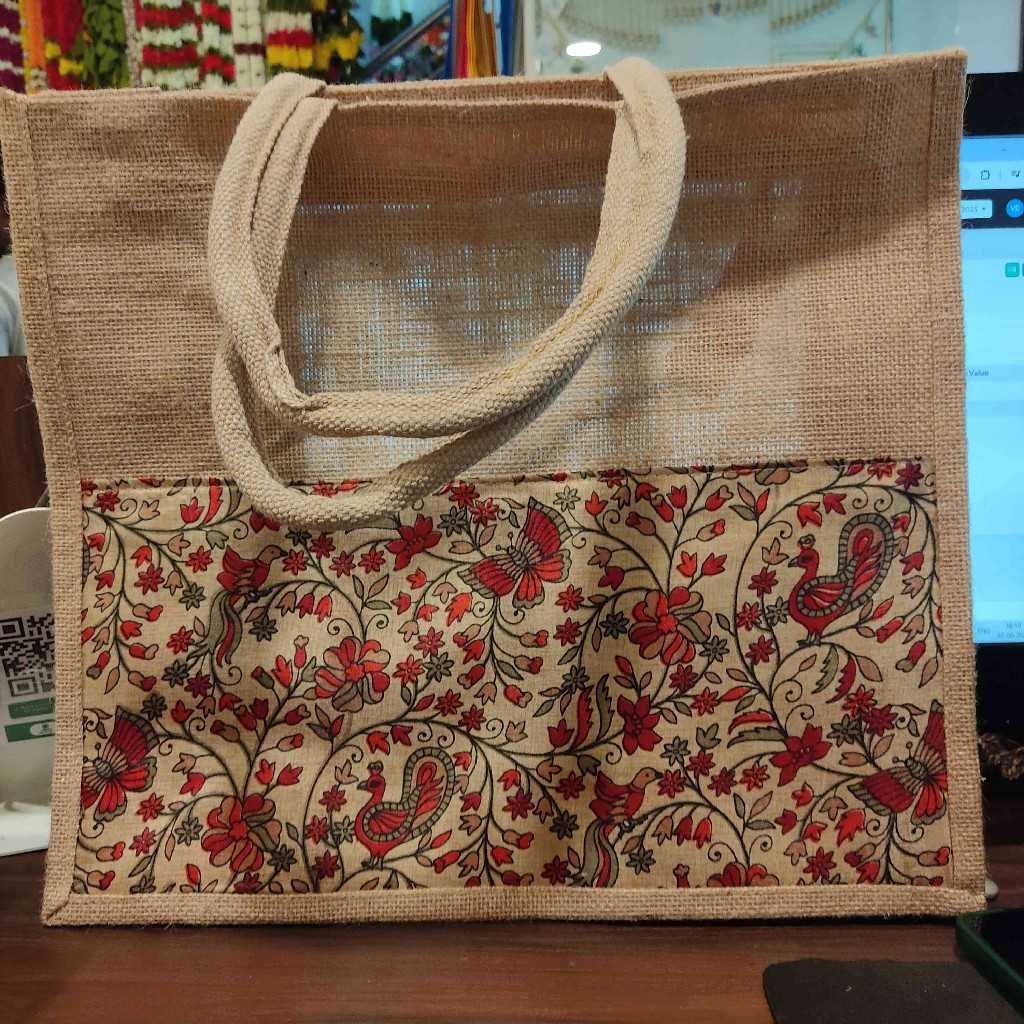 JUTE BAG KALAMKARI ASSORTED 16X18