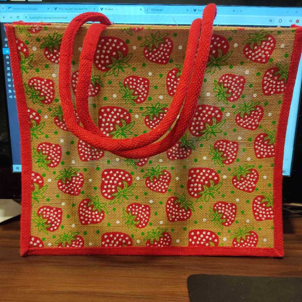 Jute Bag Strawberry 14X16
