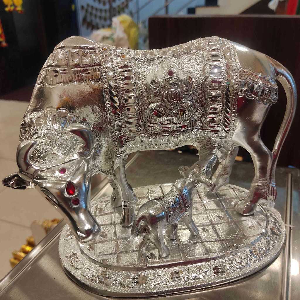 Whitemetal Cow And Calf Solid Big