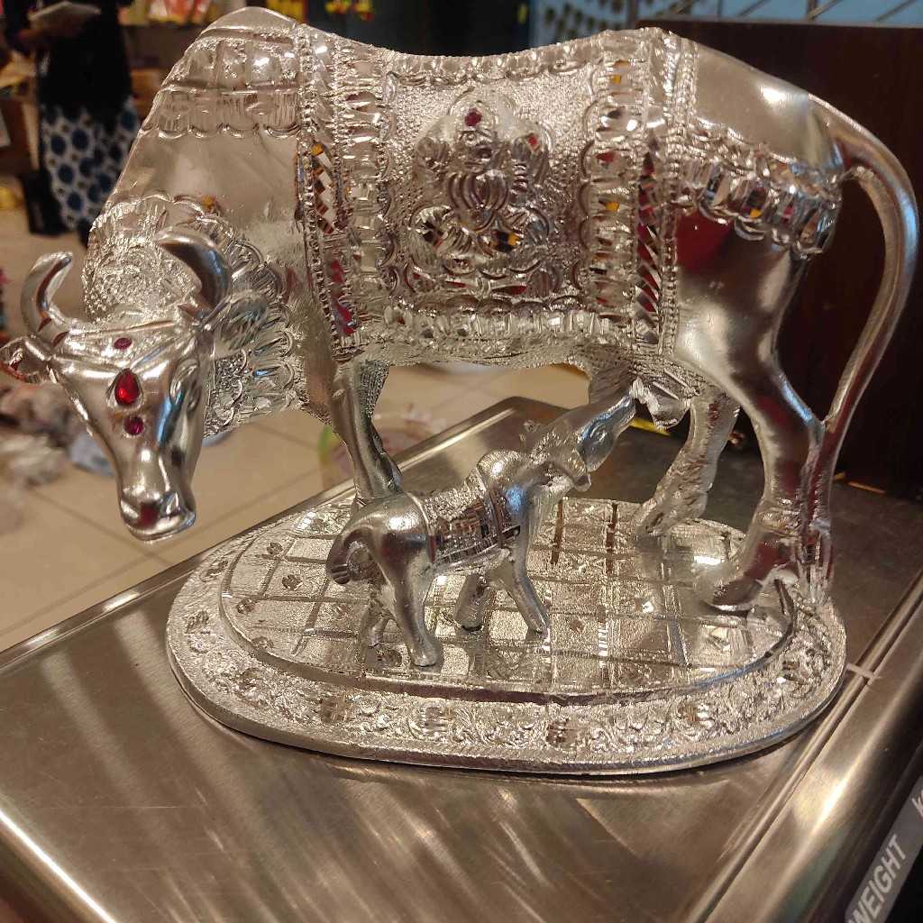 Whitemetal Cow And Calf Solid Big