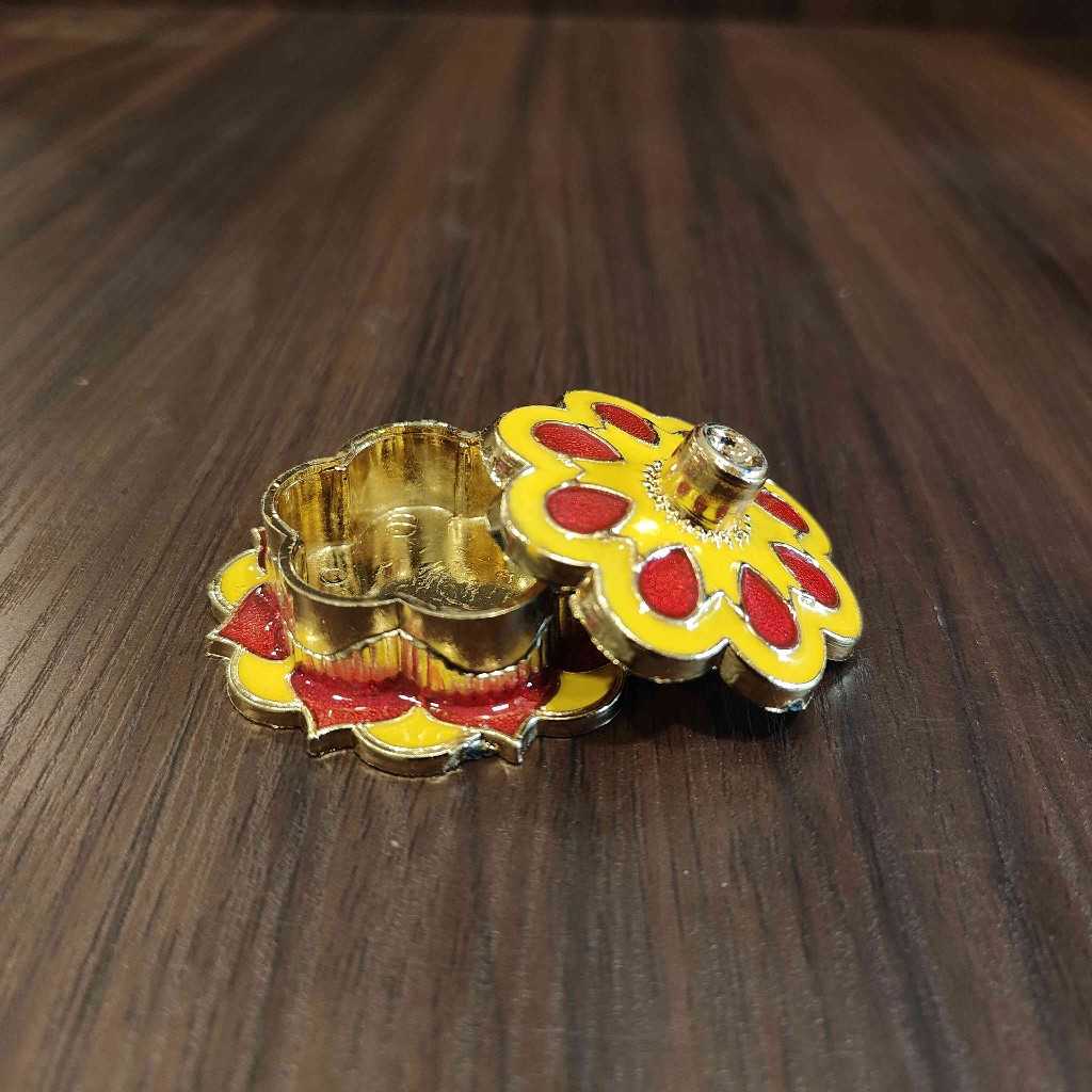 Mina Kumkum Box yellow red Floral Small