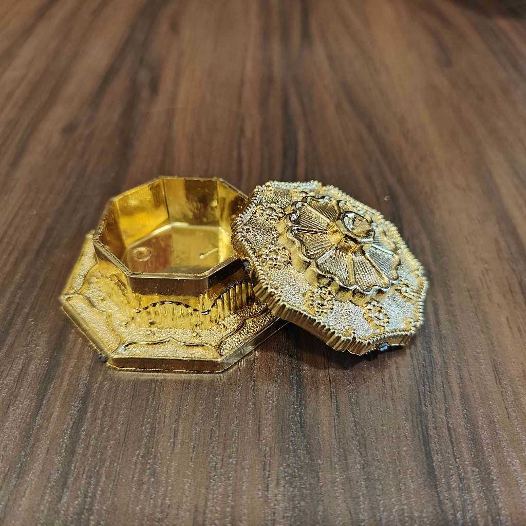 Hexagon Kumkum Box Gold Small