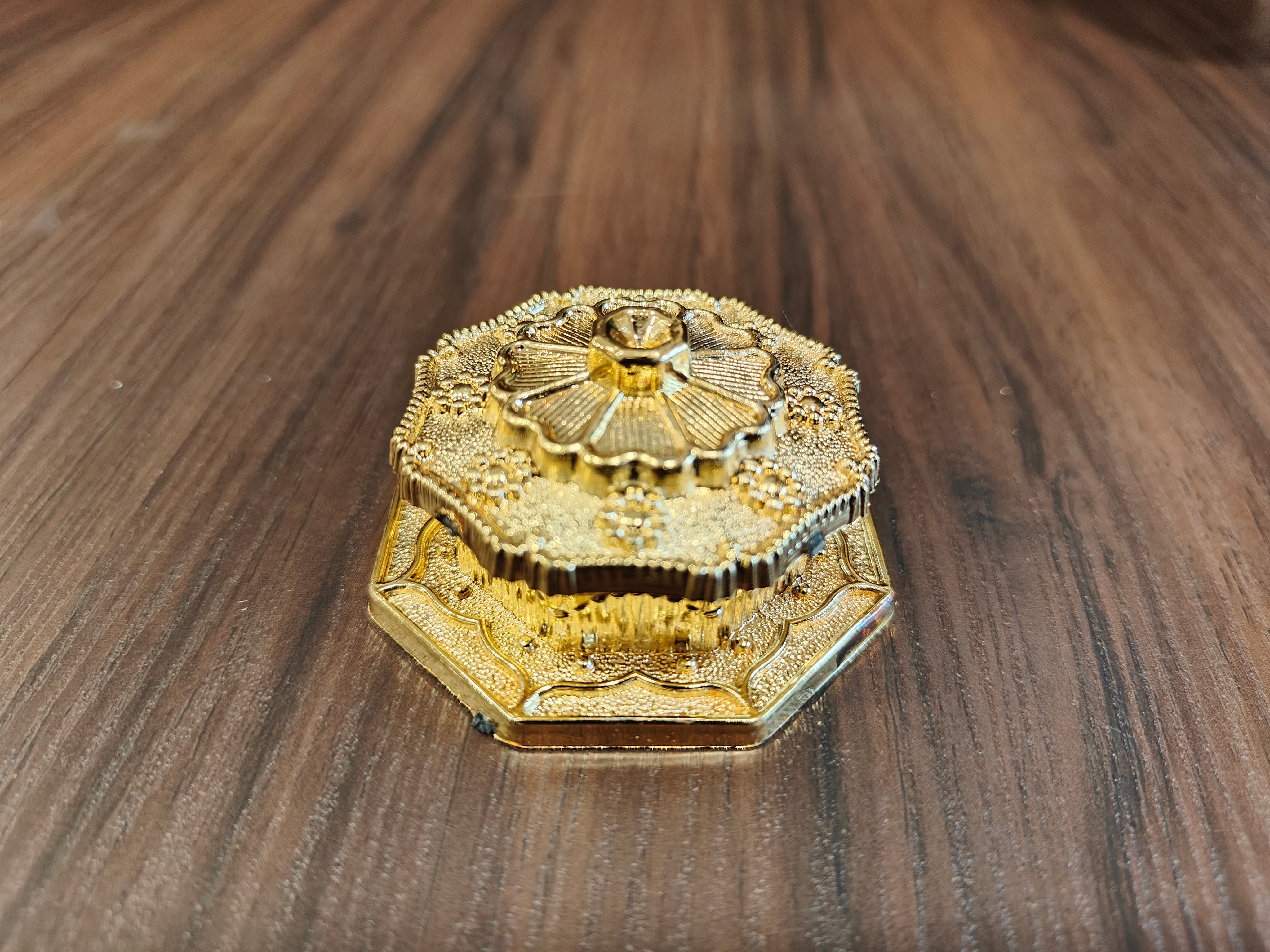 Hexagon Kumkum Box Gold Small