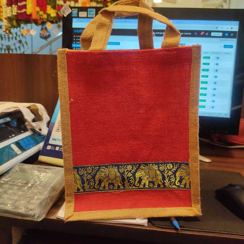 Jute Bag Elephant 10X8