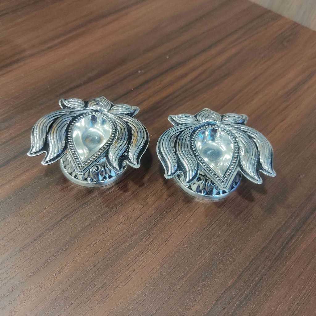 ANTIQUE GERMAN SILVER KAMAL DIYA SMALL PAIR