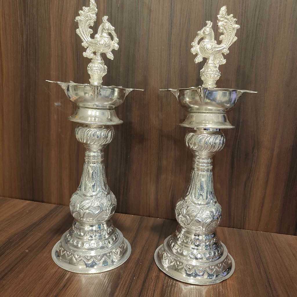GS Peacock Single Piece diya 14 Inch Pair