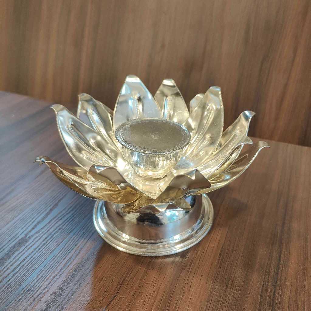 GERMAN SILVER LOTUS IDOL /DIYA STAND