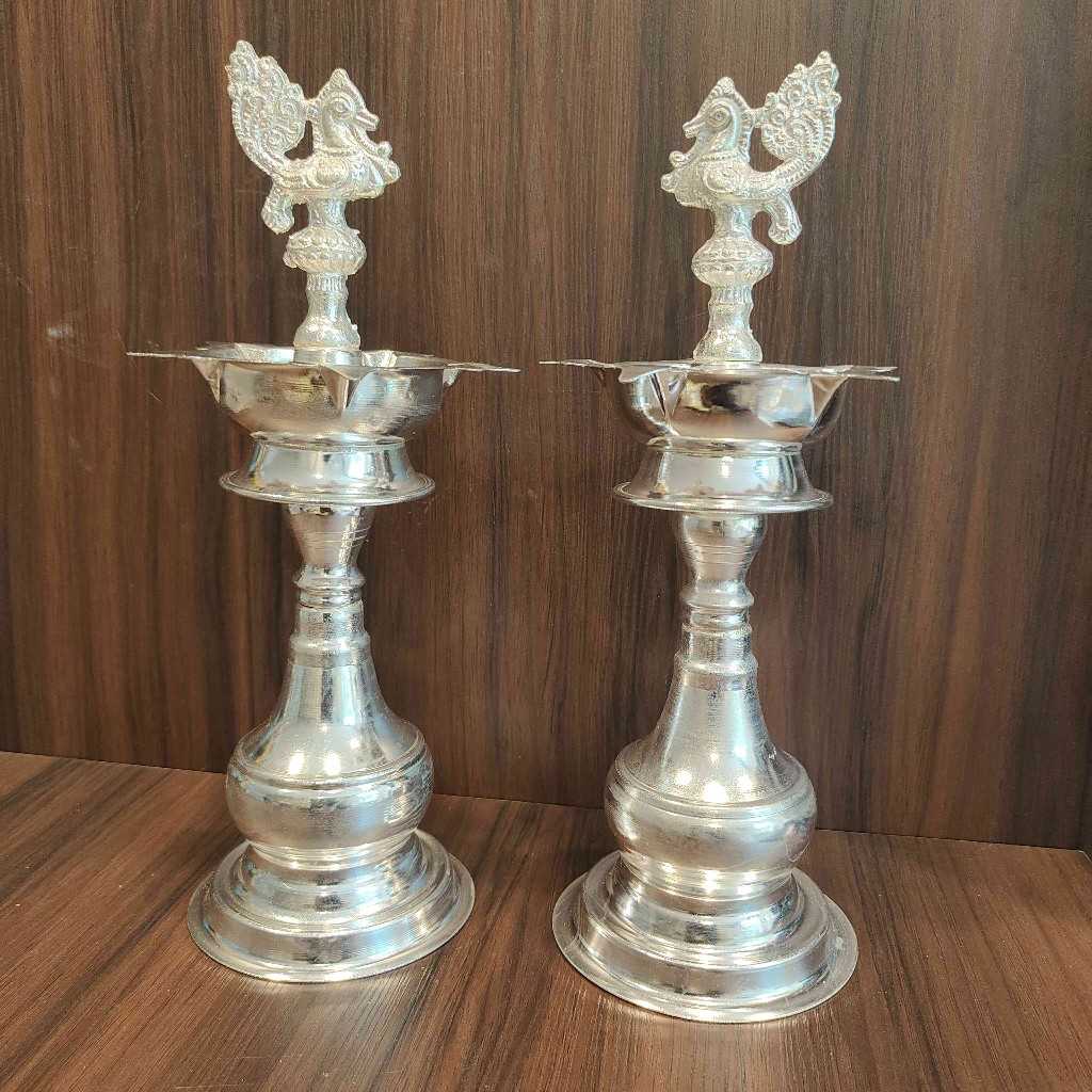 GERMAN SILVER PEACOCK DIYA PAIR PLAIN 11