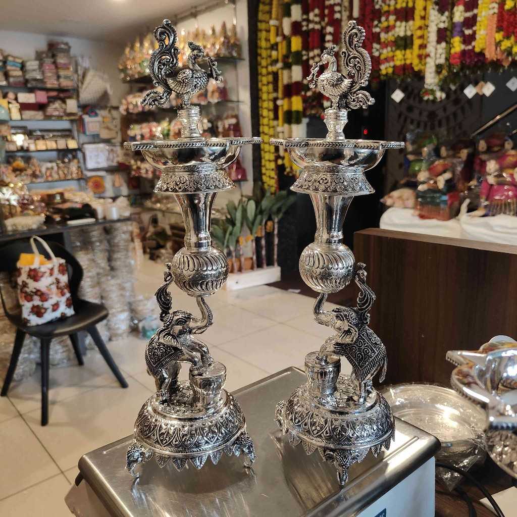 Antiq GS Elephant Diya Pair 16 Inch