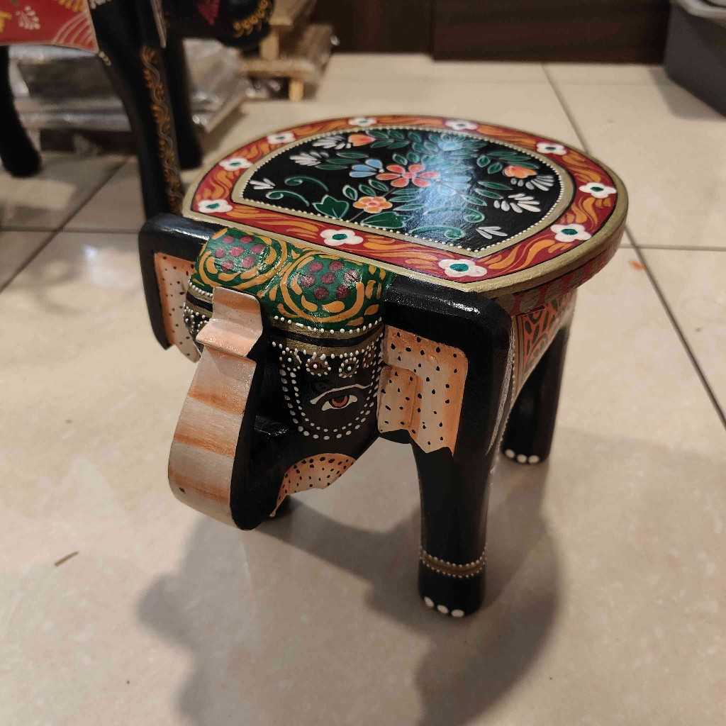 Elephant Stool Painted Black 8