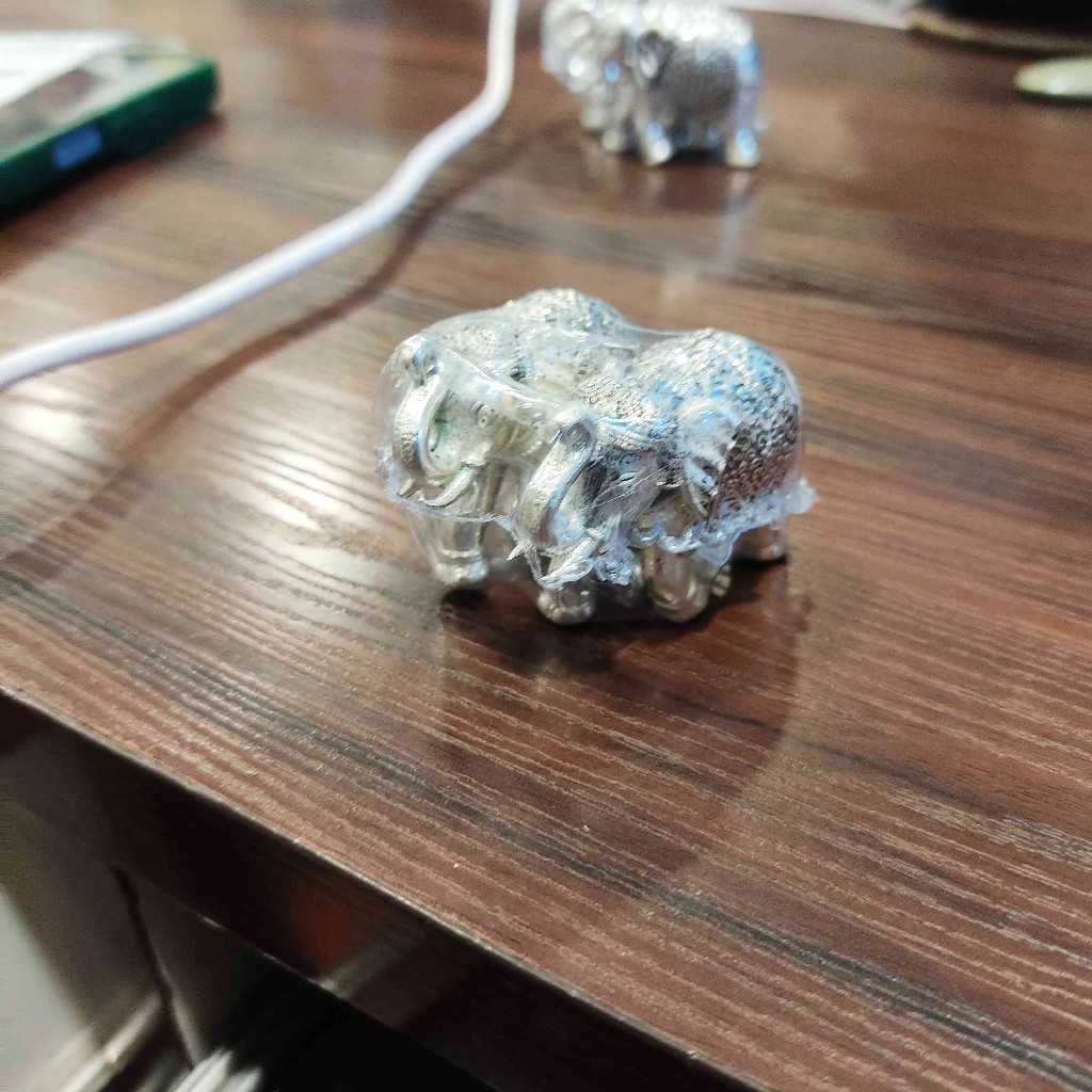 Antiq German Silver Elephants Pair 3 cm