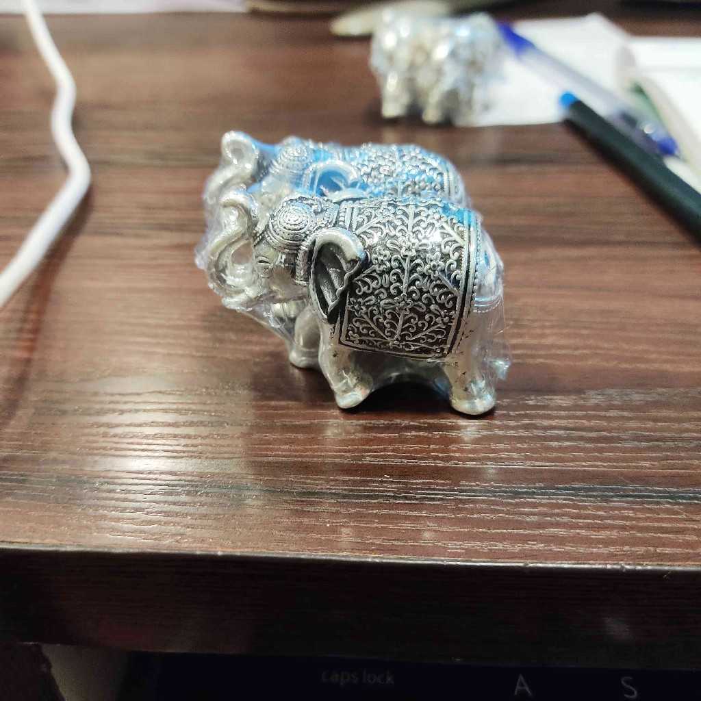 Antiq German Silver Elephants Pair 3.5 cm