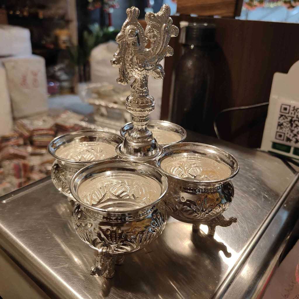 German Silver Elephant Leg Panchwala 4Bowl Medium