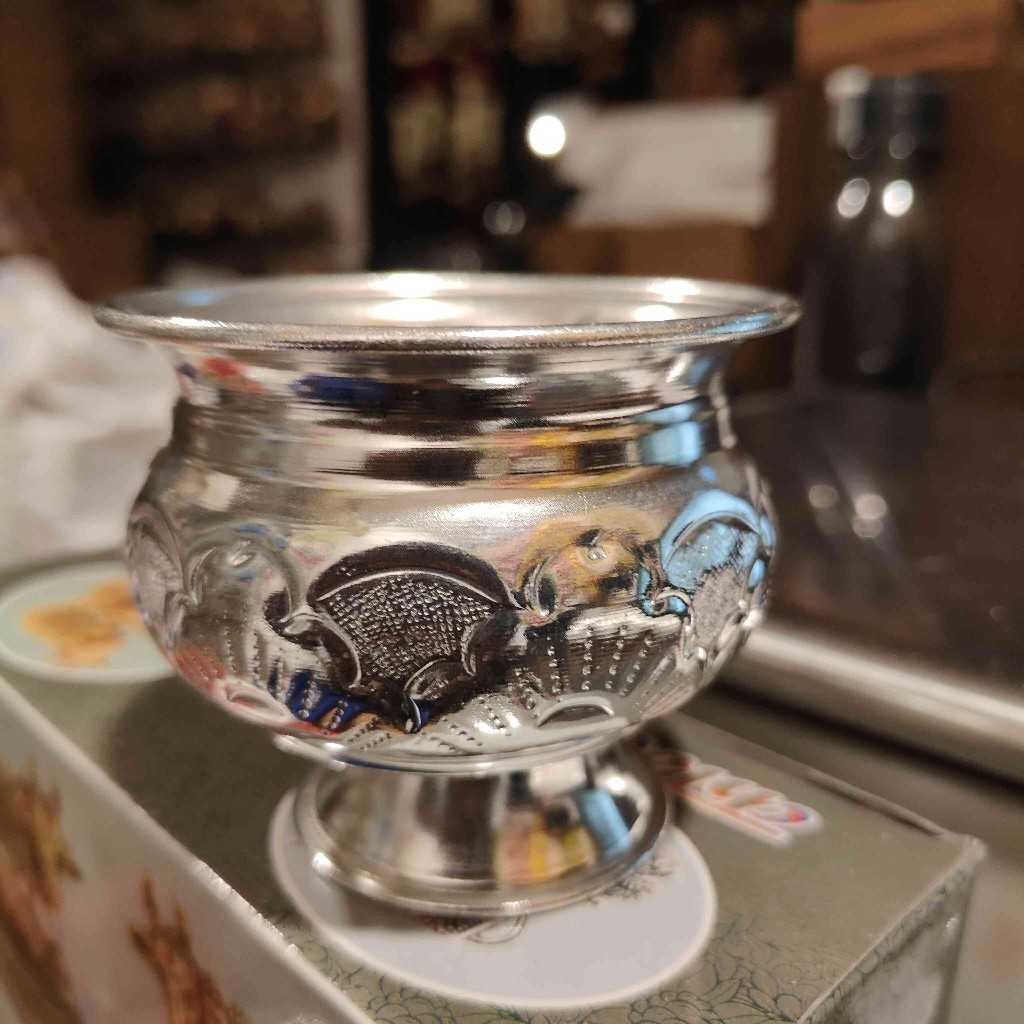 German Silver Matka Bowl With Stand 3.5 Inch