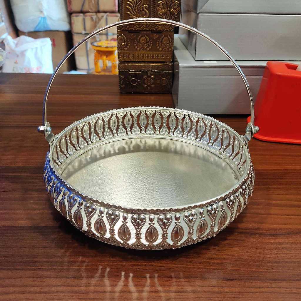 Silver Plated Basket With Handle 12
