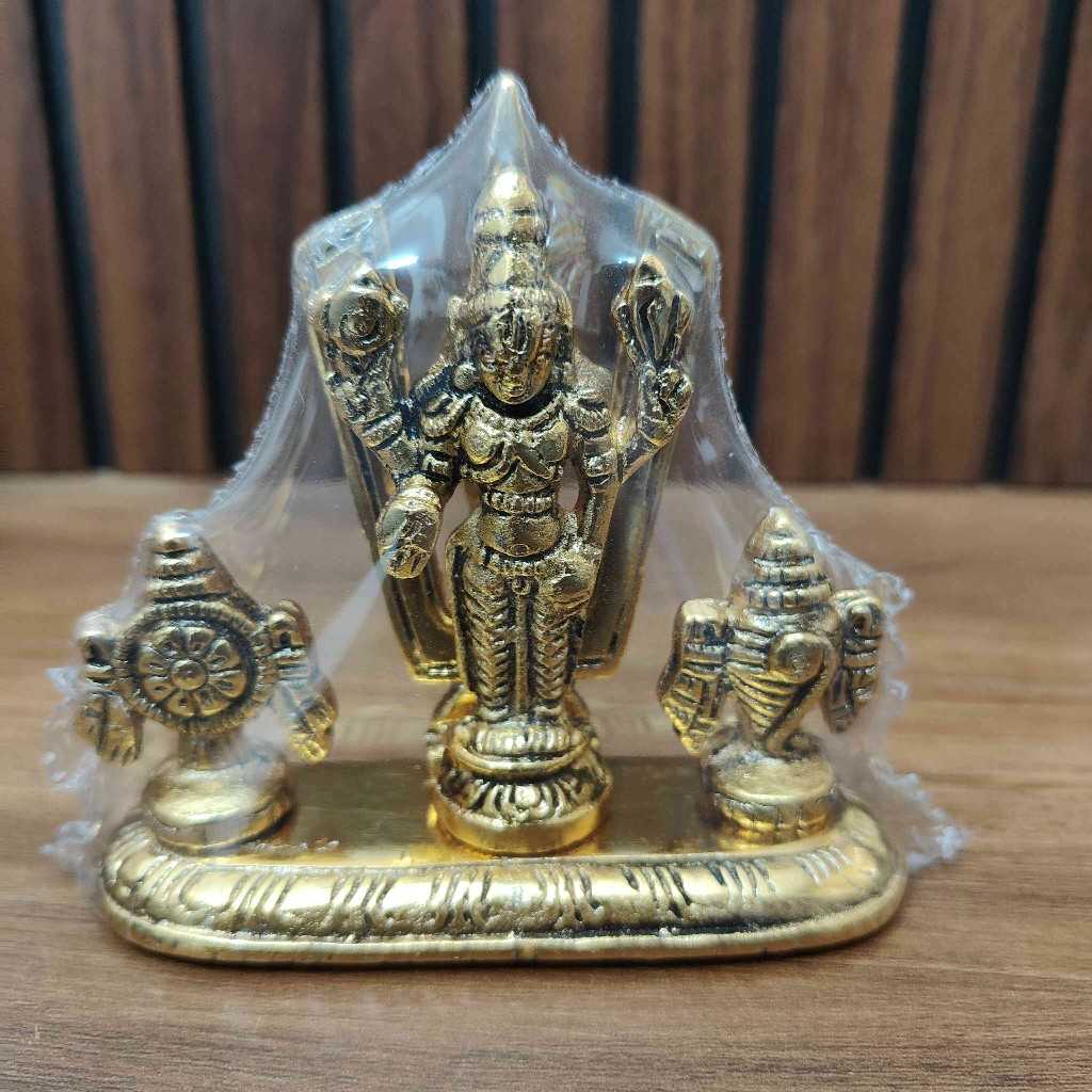Tirupati Balaji Shanku Chakra Namam idols Small Golden Antiq