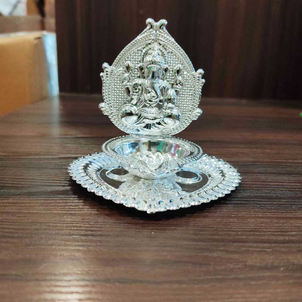 German Silver Ganesh Diya