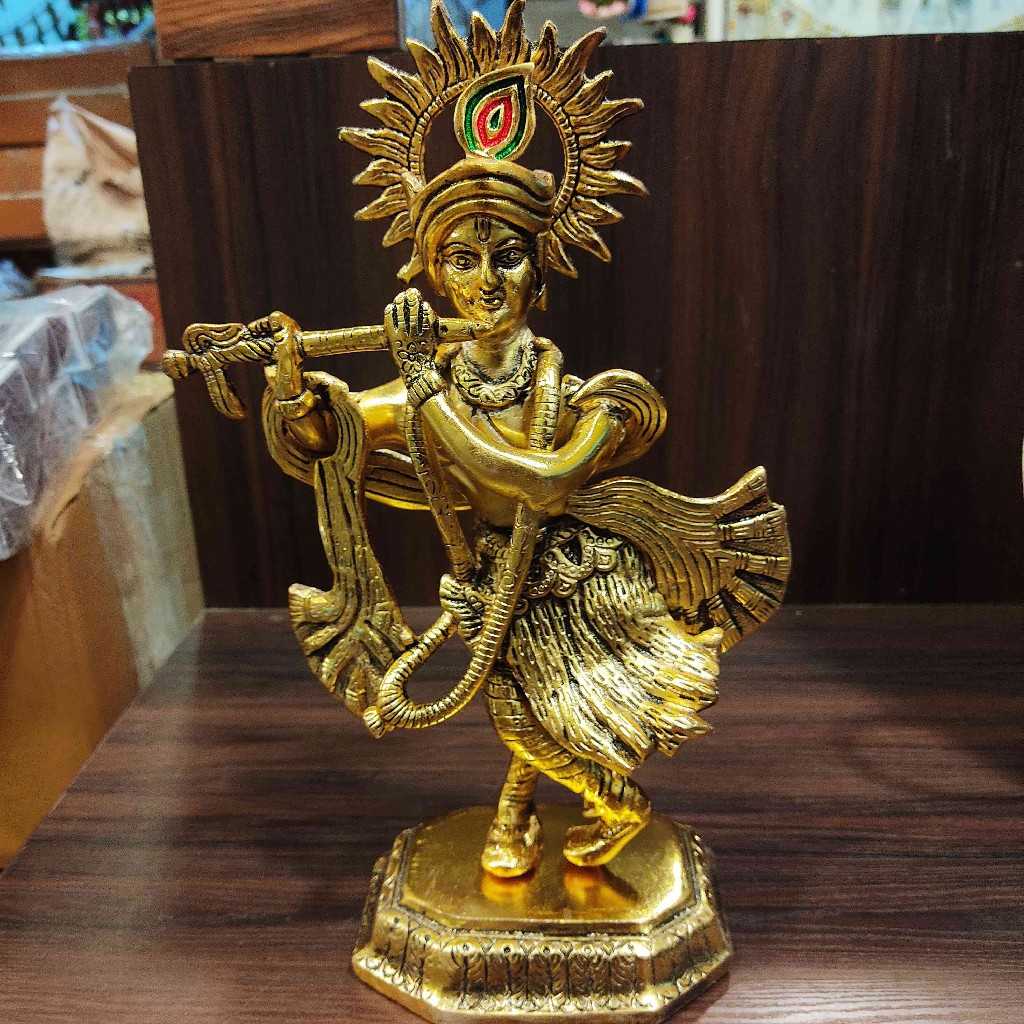 White Metal Flute Krishna Idol