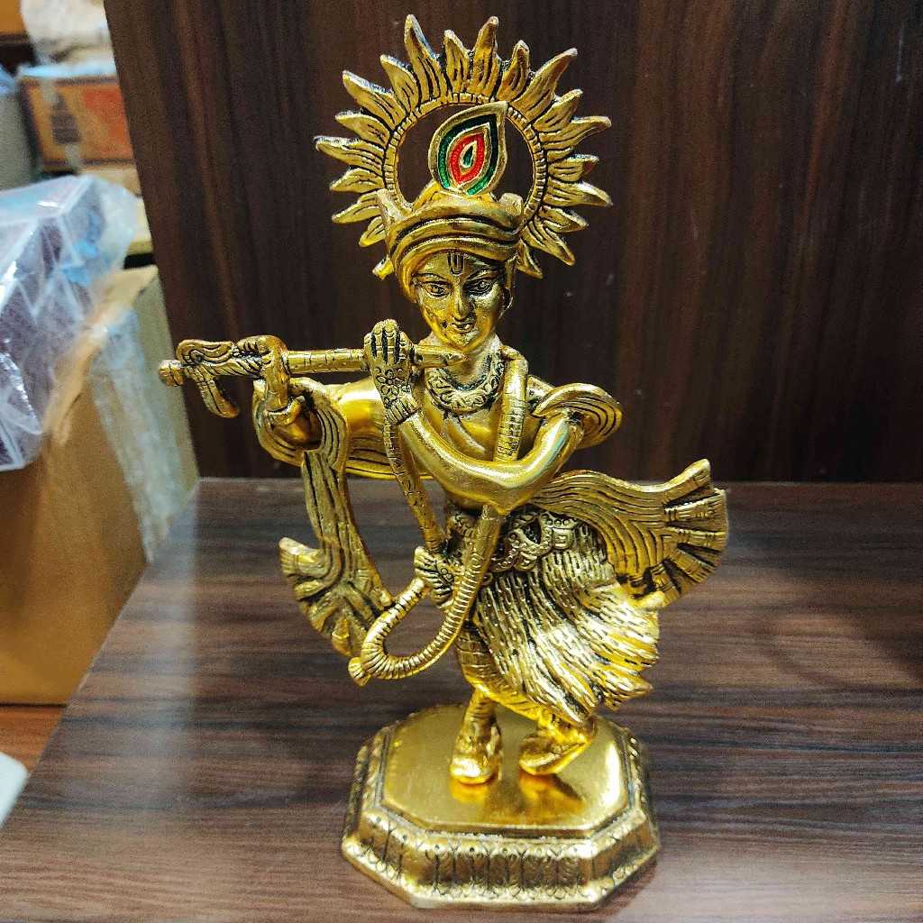 White Metal Flute Krishna Idol