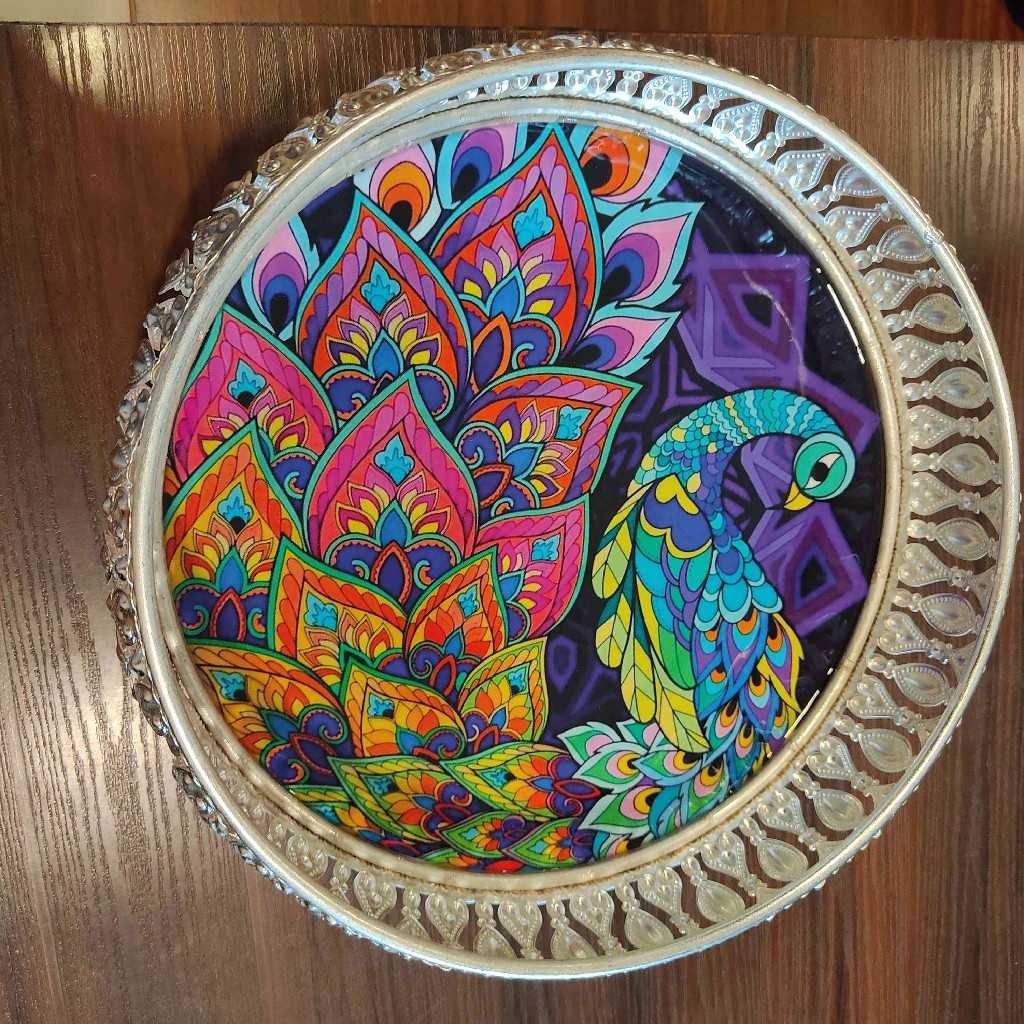 GS Pichwai Cow Plate Round Assorted 8 Inch