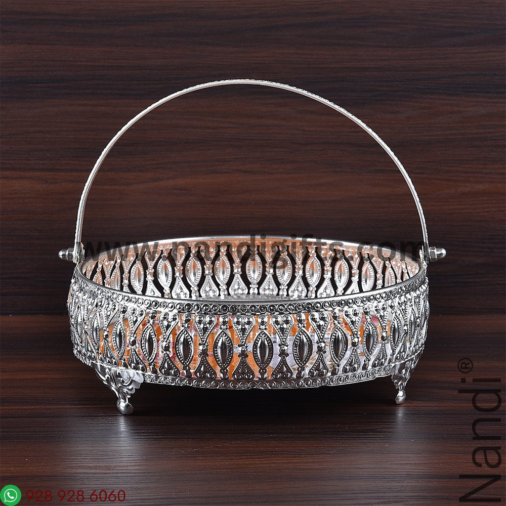 GS Pichwai Cow Plate Round With Handle Assorted 8 Inch