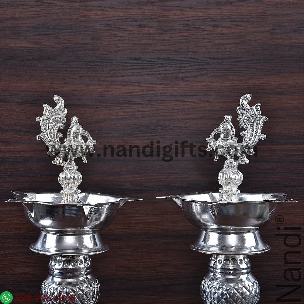 GS Peacock Diya Pair 18 Inch