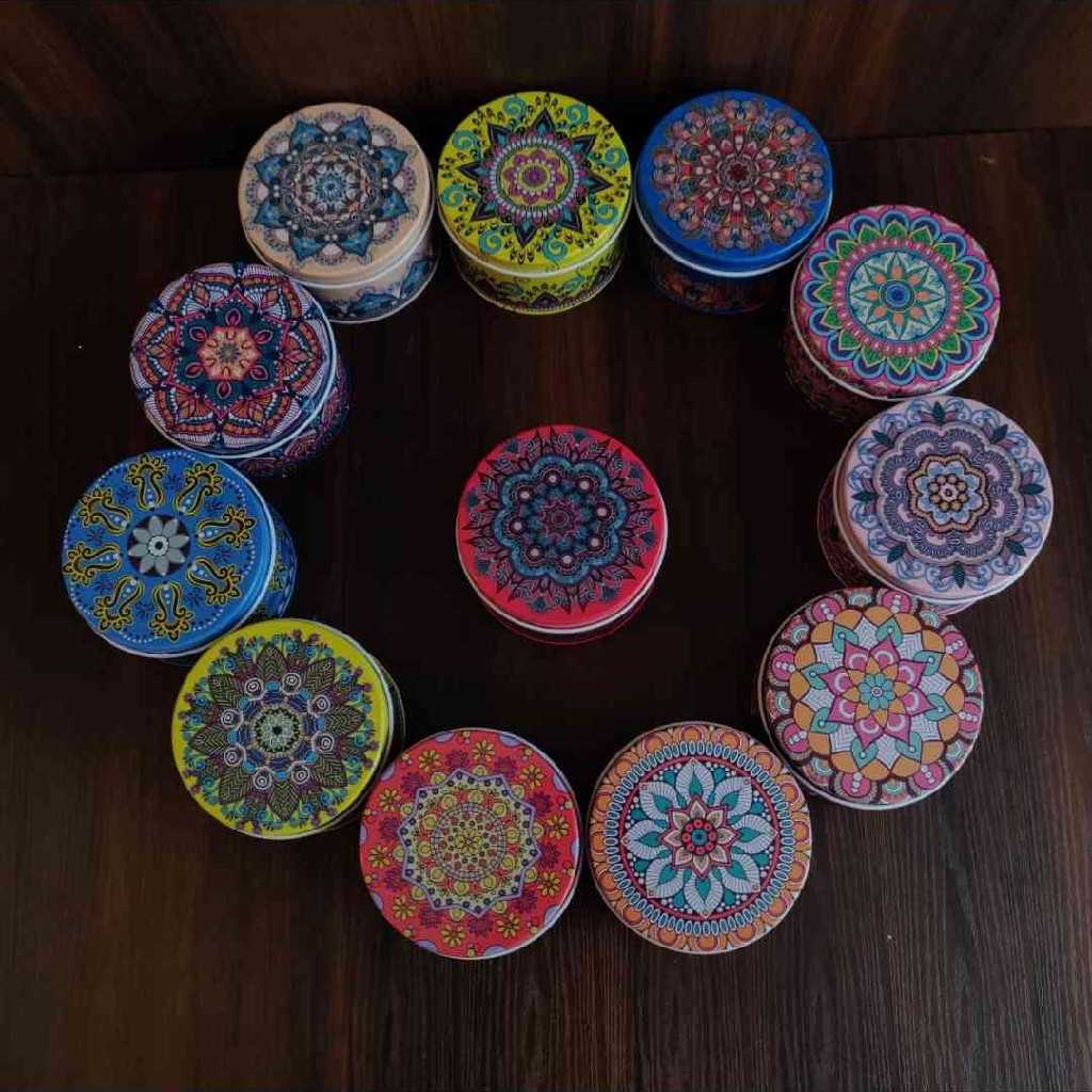 Decorative Tin Boxes Round Assorted 12 pc Pack