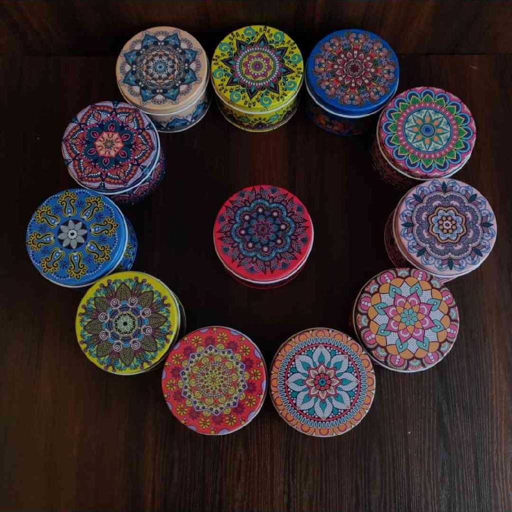 Decorative Tin Boxes Round Assorted 12 pc Pack