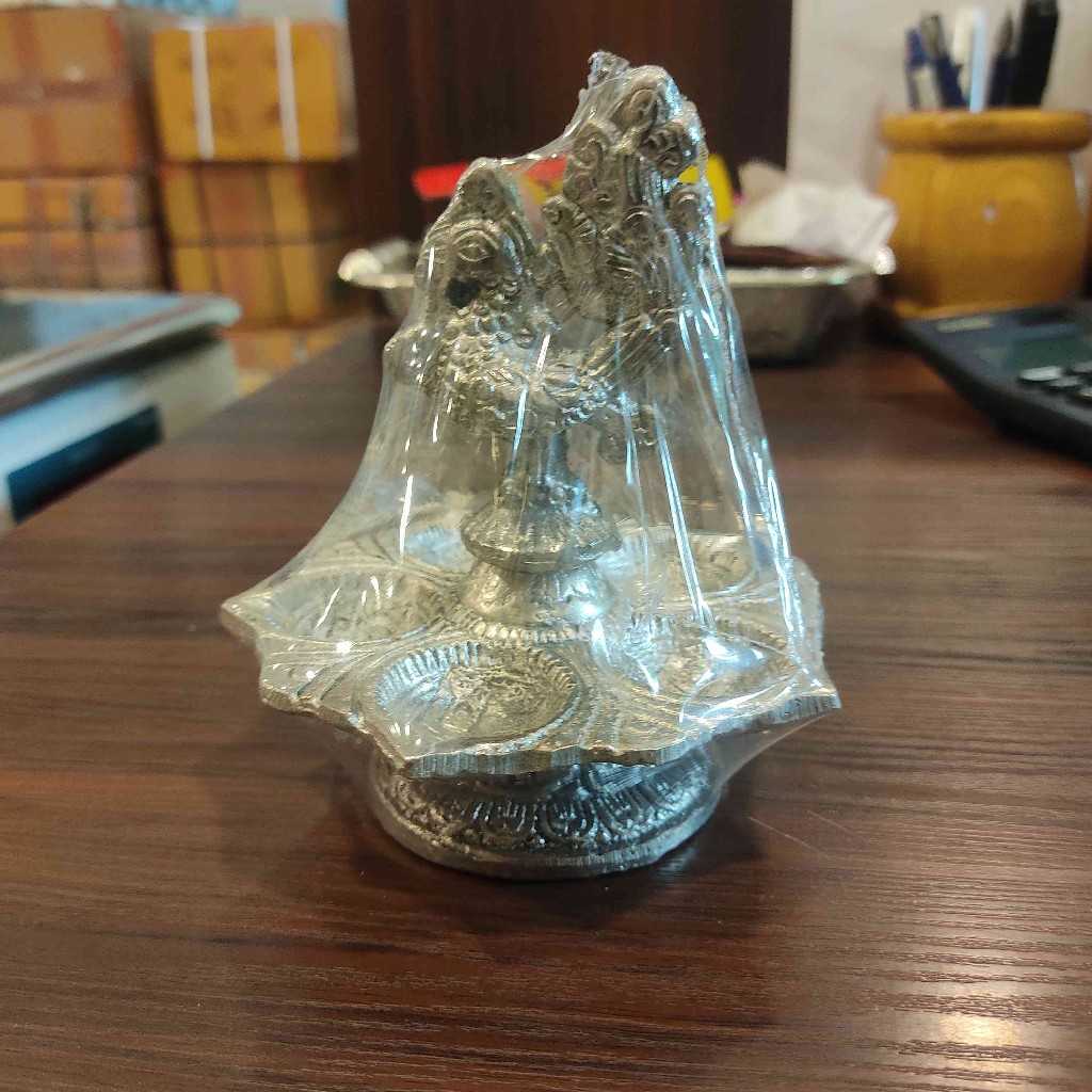 Peacock Silver Diya