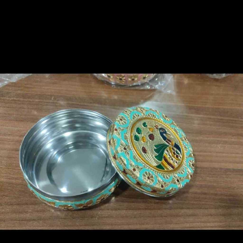 Minakari Box Pastel Peacock 4Inch