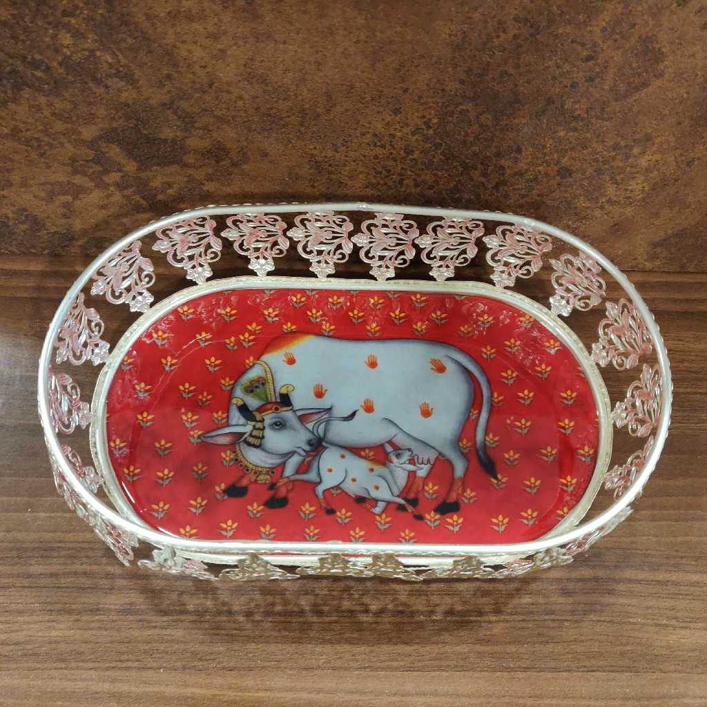 GS Pichwai Oval Tray 9x5