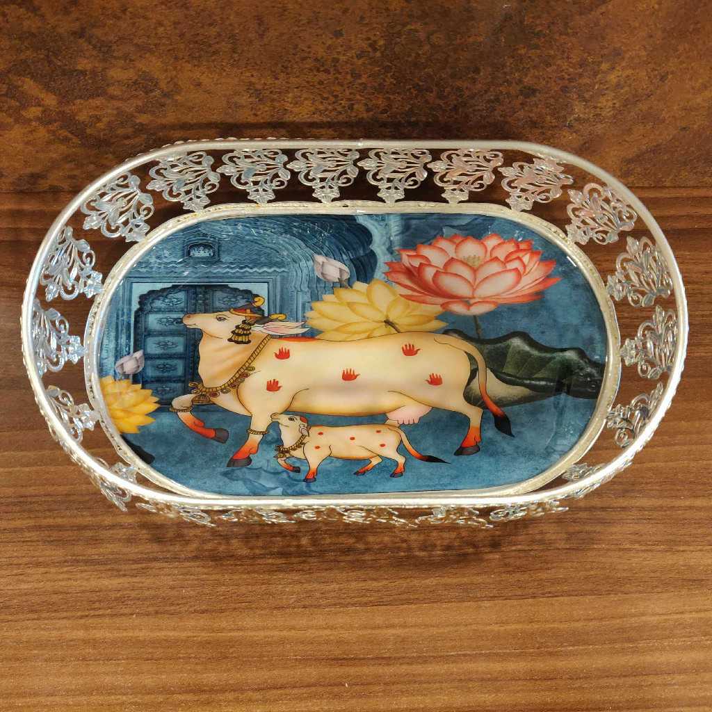 GS Pichwai Oval Tray 9x5