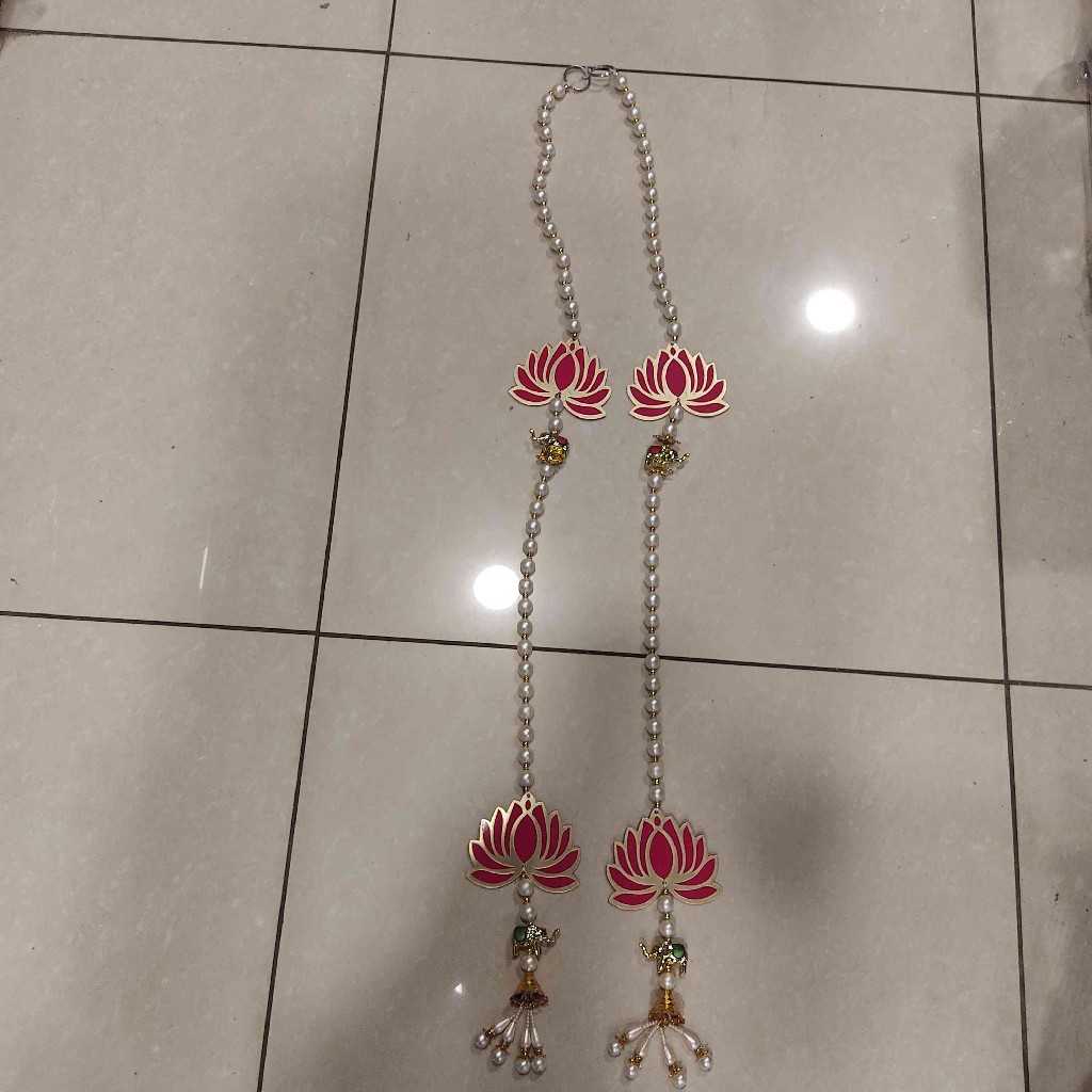 Pearl Elephant And Lotus Side Hanging 3 Feet