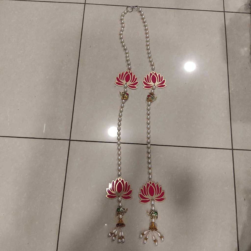 Pearl Elephant And Lotus Side Hanging 3 Feet