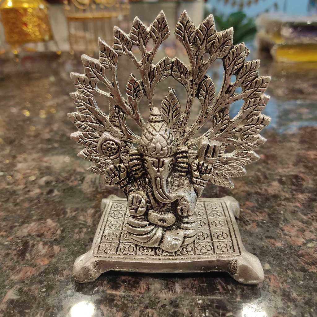 Ganesh With Tree Silver Antiq