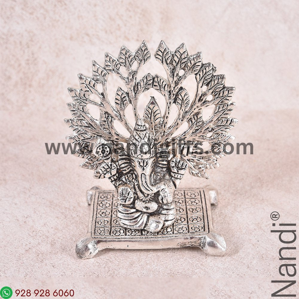 Ganesh With Tree Silver Antiq
