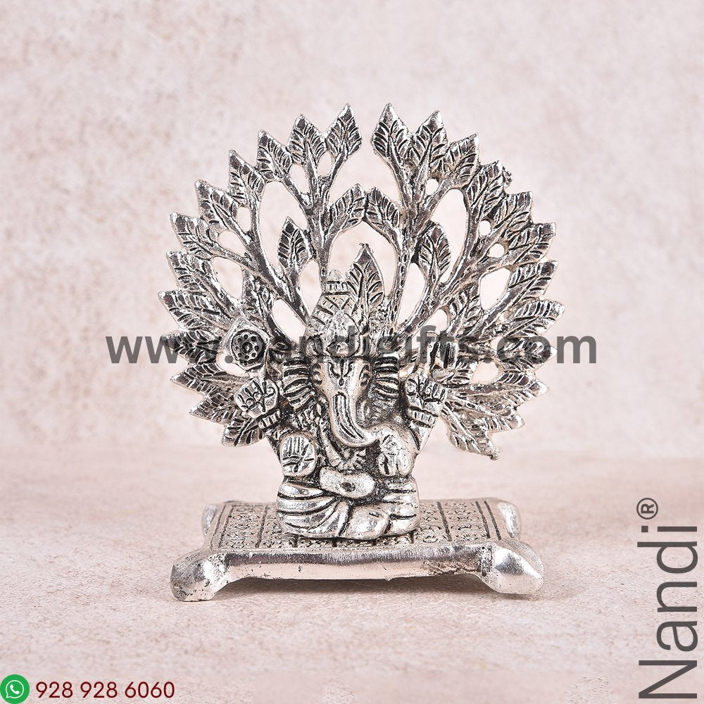 Ganesh With Tree Silver Antiq
