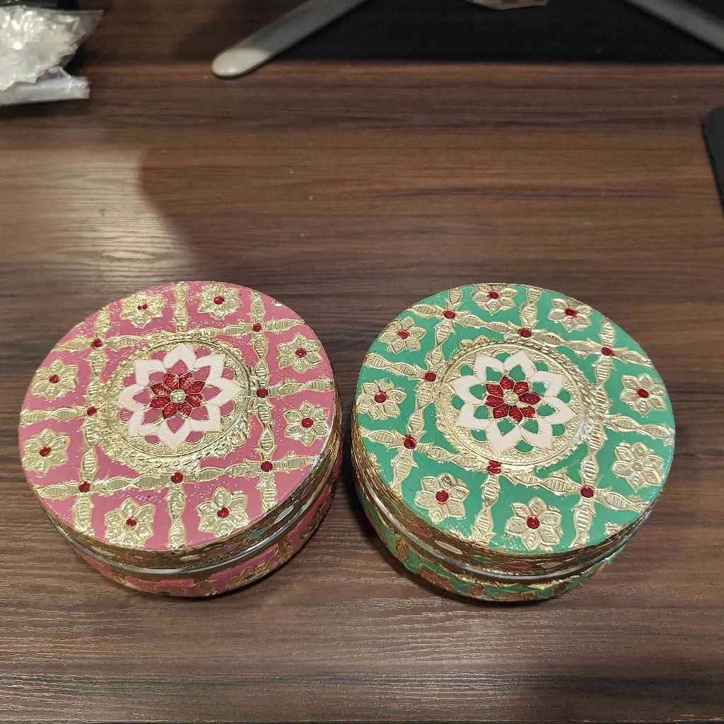 Minakari Box Rangoli Pastel Colours 4Inch