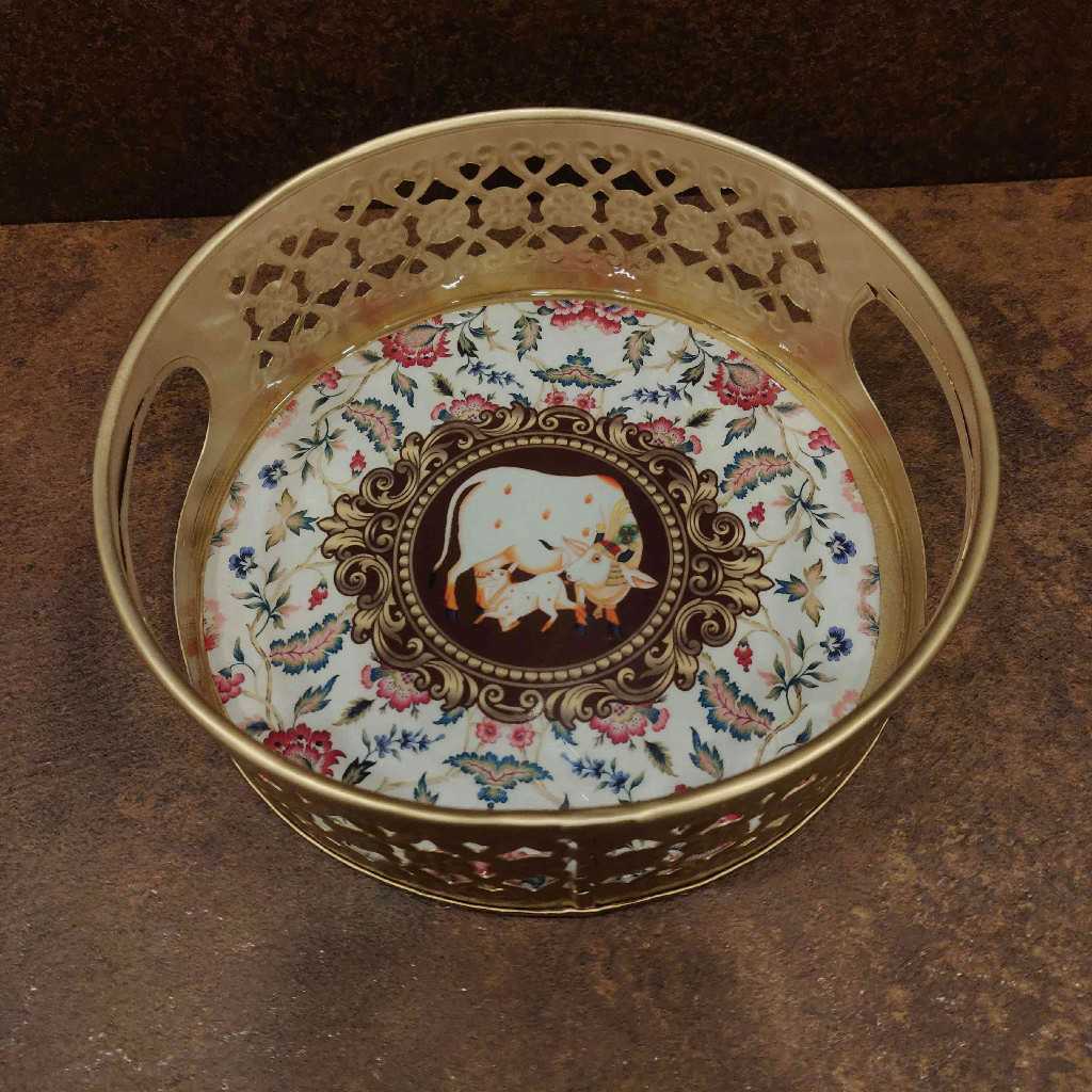 Pichwai Plate Round 6 Inch Gold
