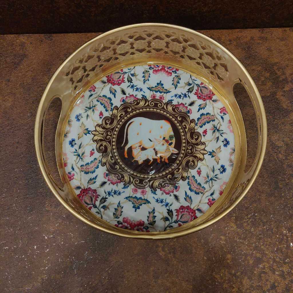 Pichwai Plate Round 6 Inch Gold