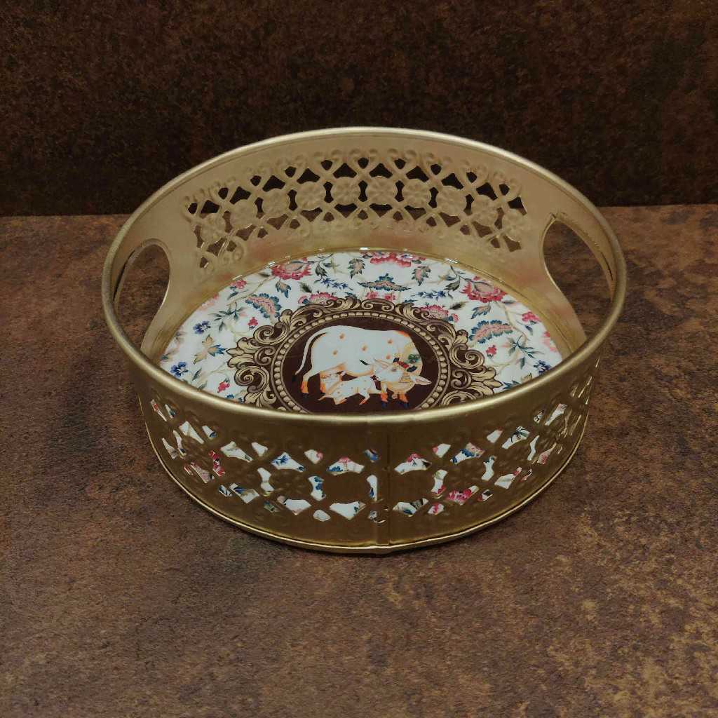 Pichwai Plate Round 6 Inch Gold