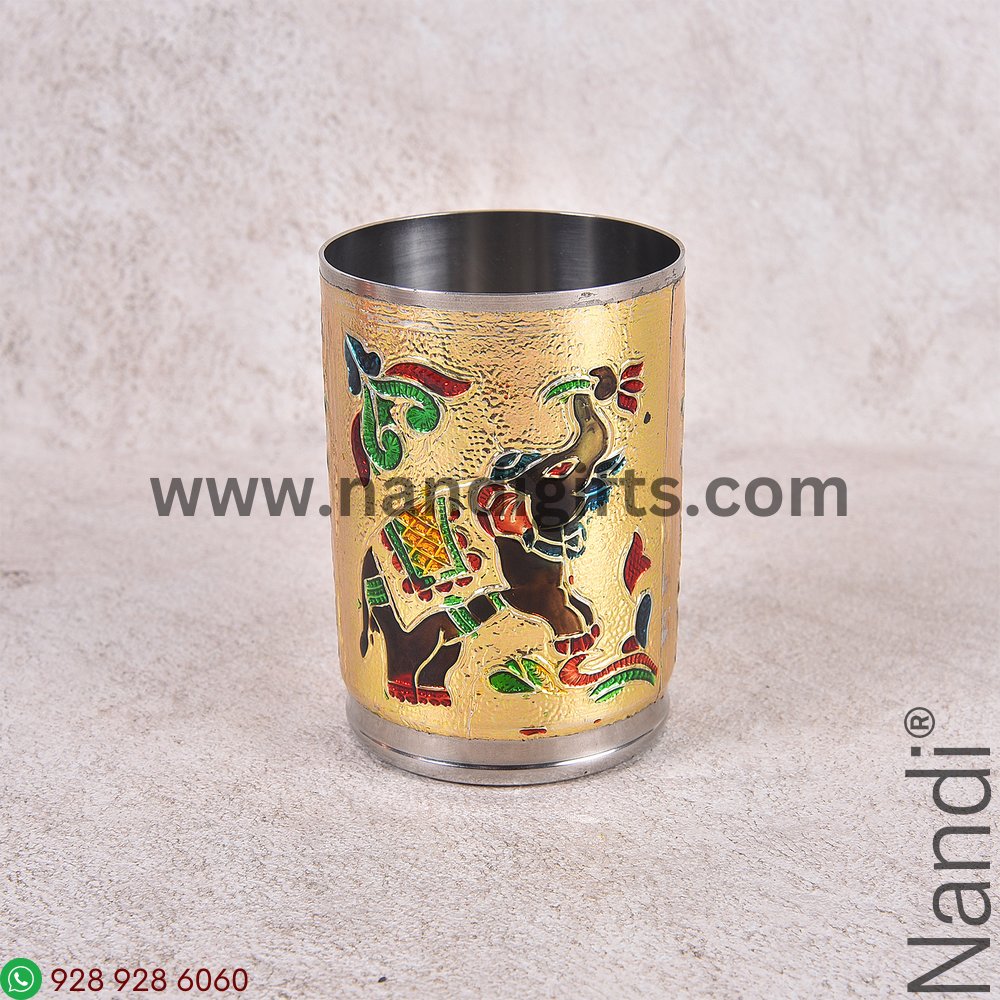 Minakari Glass Elephant Gold