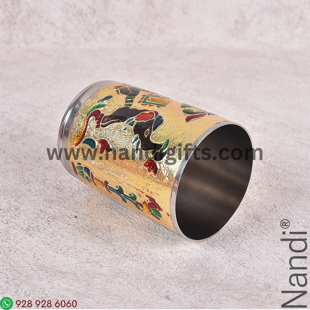 Minakari Glass Elephant Gold