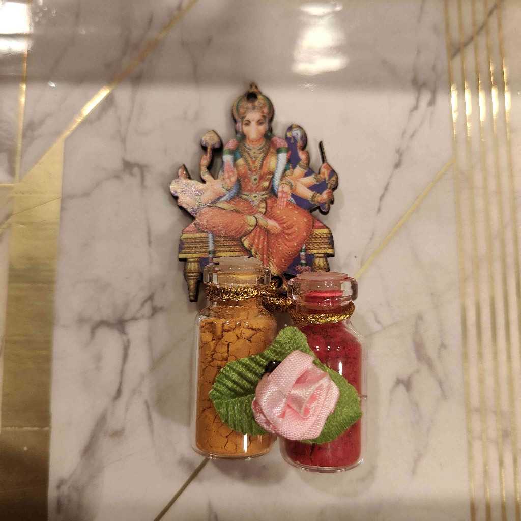 Mdf Cutout Glass jar Kumkum Set