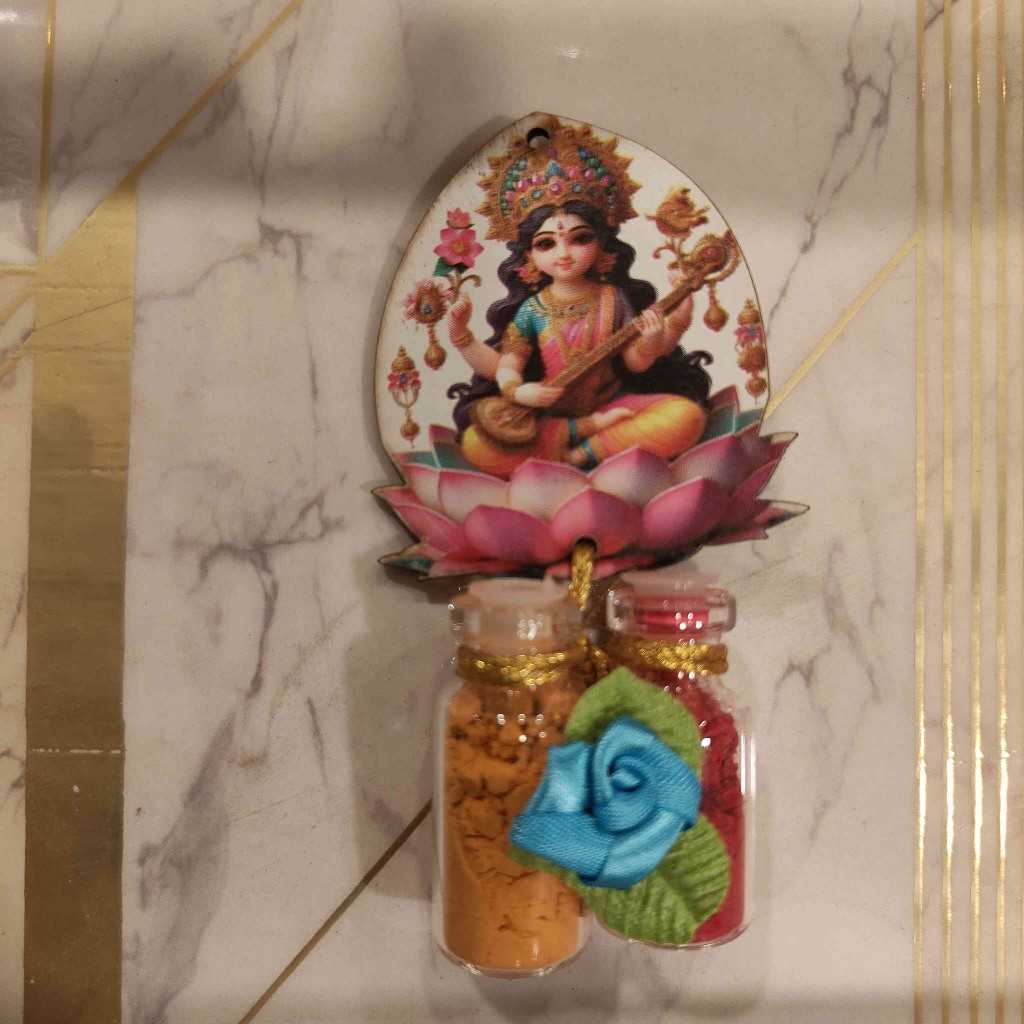 Mdf Cutout Glass jar Kumkum Set