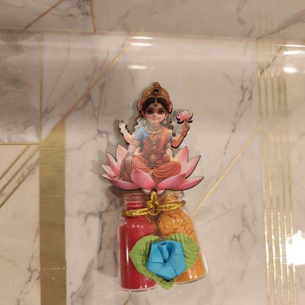 Mdf Cutout Glass jar Kumkum Set