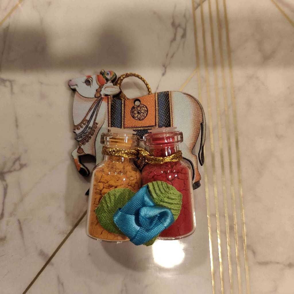 Mdf Cutout Glass jar Kumkum Set