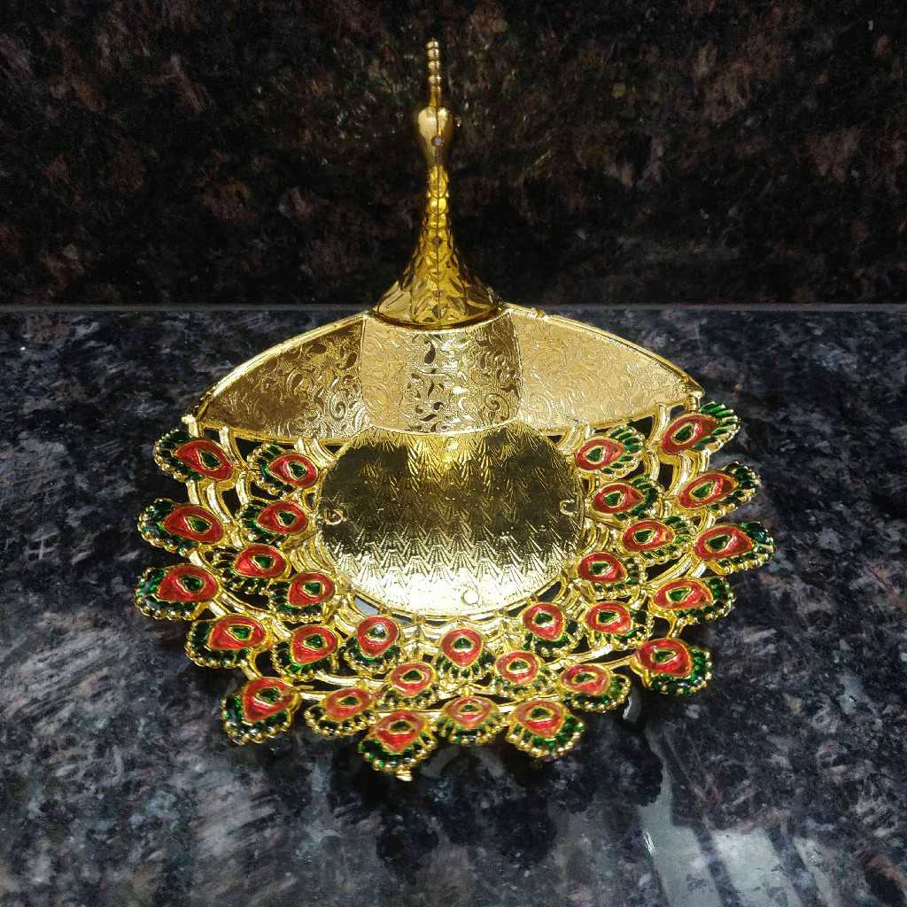 Meenakari Peacock Bowl Fiber Gold