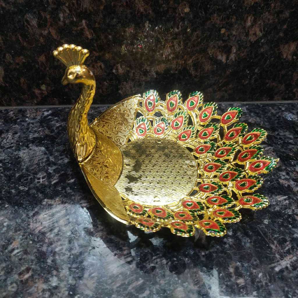 Meenakari Peacock Bowl Fiber Gold