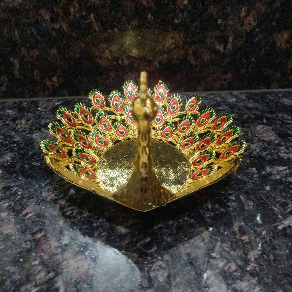 Meenakari Peacock Bowl Fiber Gold